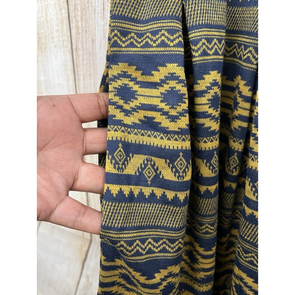 NWT LuLaRoe Amelia Dress 3XL Blue Gold Aztec Geometric Fit Flare Pleated Office - Picture 5 of 8